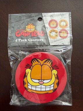 Garfield 4-Pack Round Drink Coasters - Red
